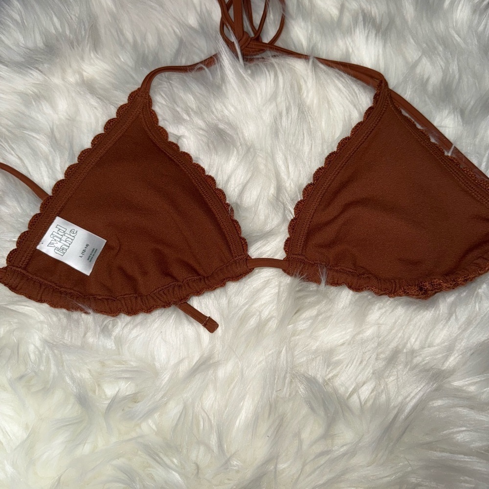 Wild fable Brown Crochet Medium Coverage Triangle Bikini Top Size L, NWT - Picture 4 of 4